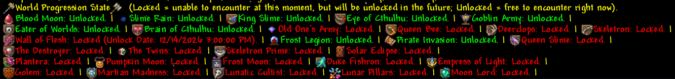 Screenshot capturing the output of the /state command